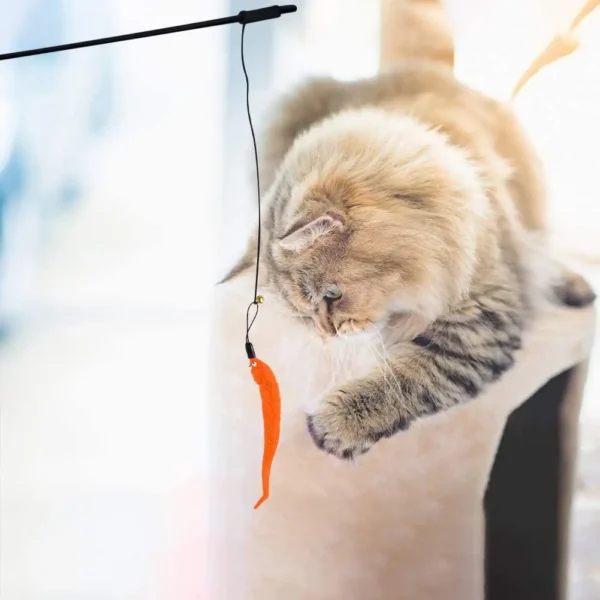 Interactive Cat Teaser Wand Replacement Set With Plush Worms For Training & Play - Image 5