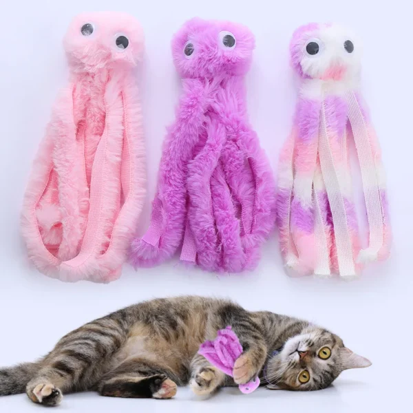 Cat Toy Storage - Cute Octopus Plush, Bite Resistant Interactive Toy